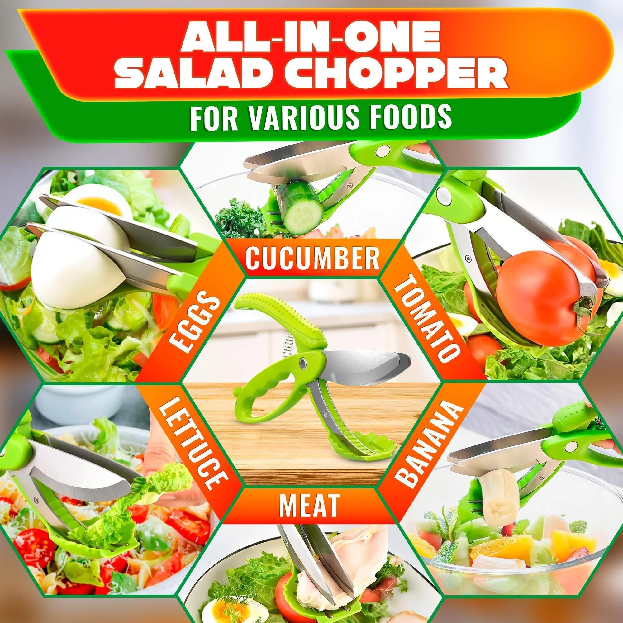 Salad Scissors for Chopped Salad Tool Vegetable Scissors Food Cutter Salad Chopper Scissors Salad Cutter Chopper Lettuce Shredder Lettuce Chopper for Chopped Salad Chopper Tool