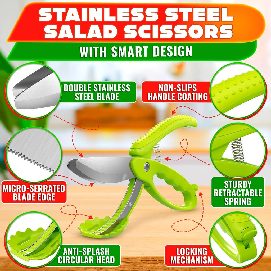 Salad Scissors for Chopped Salad Tool Vegetable Scissors Food Cutter Salad Chopper Scissors Salad Cutter Chopper Lettuce Shredder Lettuce Chopper for Chopped Salad Chopper Tool