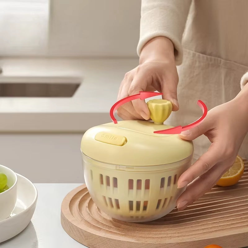 Manual Vegetable Dehydrator Salad Spinner Dryer Fruit Food Dehydrator Quick Drying Kitchen Drain Basket Strainer Crisper Tool
