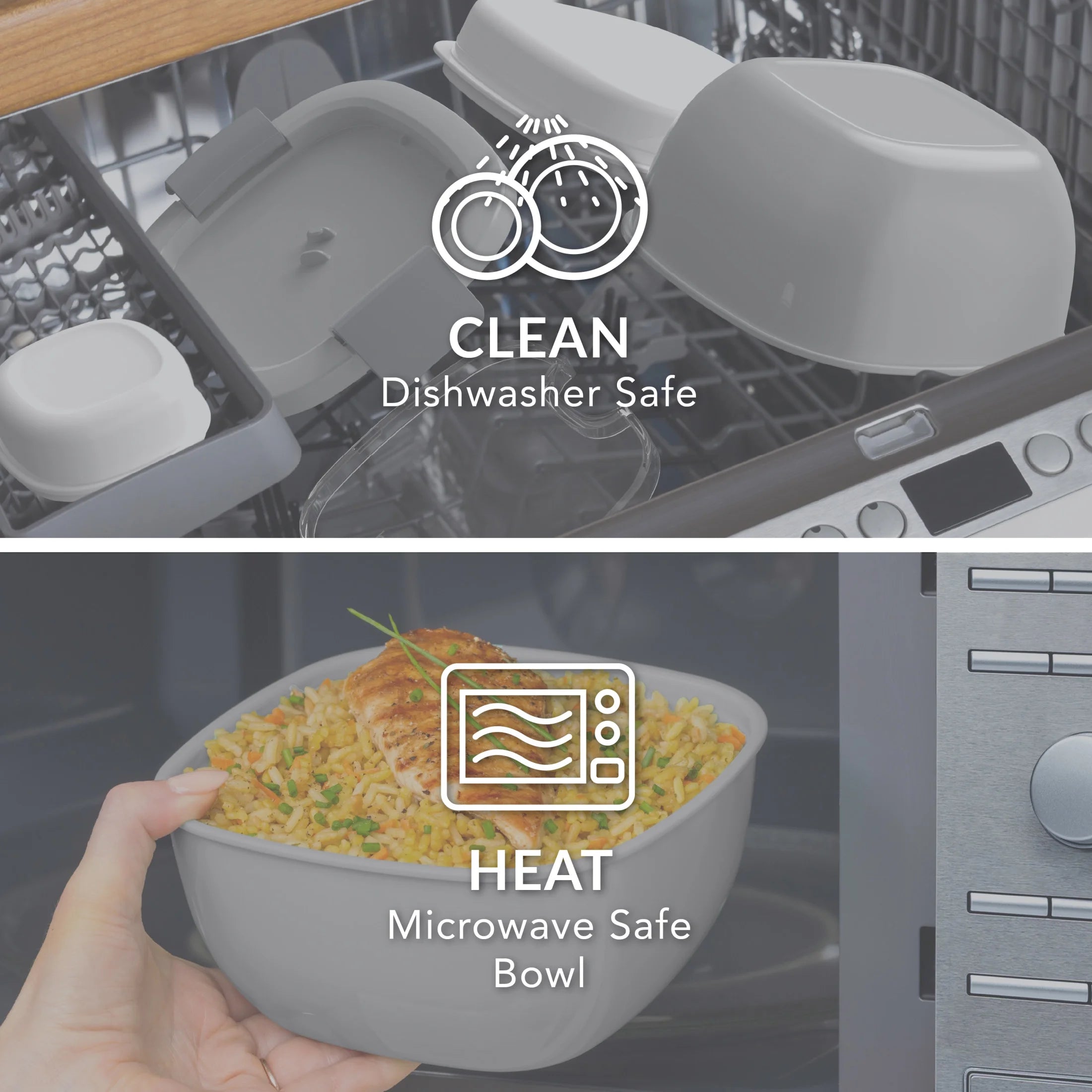 Salad Container - 6.75 Cup Bowl with 4-Compartment Toppings Tray, Leak-Proof Dressing Container, Reusable Fork, Bpa-Free Lunch Box for Meal Prep & Food Storage; Removable Bento Tray (Gray)