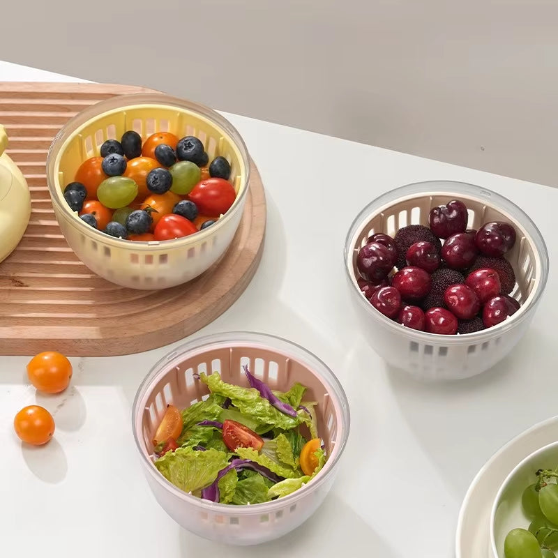 Manual Vegetable Dehydrator Salad Spinner Dryer Fruit Food Dehydrator Quick Drying Kitchen Drain Basket Strainer Crisper Tool